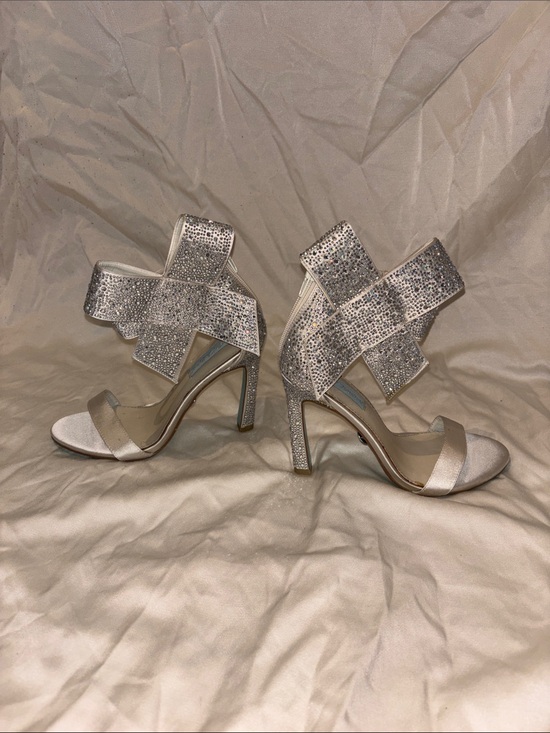 Betsey Johnson Shoes - Betsey Johnson Silver Rhinestone Strappy High Heel Sandals